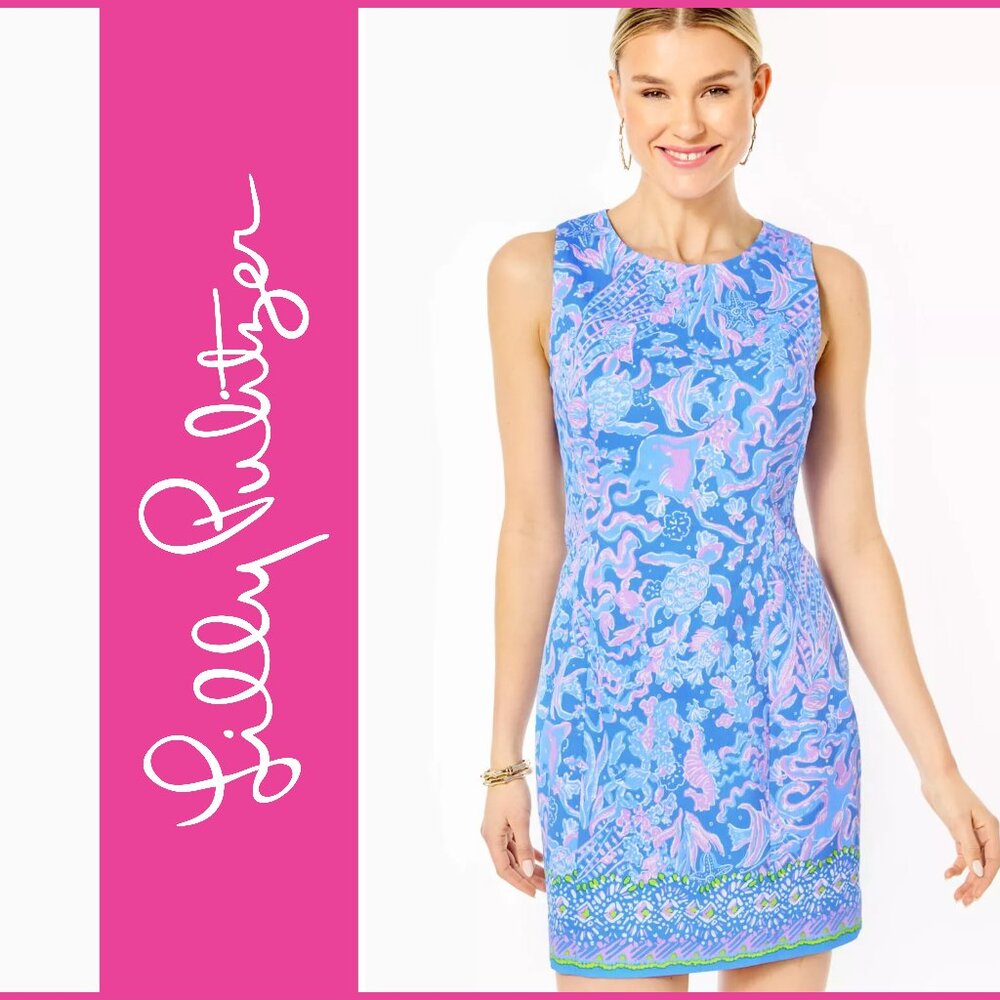 Lilly Pulitzer Mila Stretch Shift Dress • Boca Blue Sea What I Sea